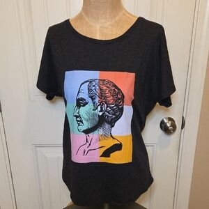 Dark Gray Tshirt With Colorful Pop Art Face